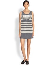 $358 BNWT Marc by Marc Jacobs Black Iris 100% Silk Tiered Dress w/Slip L M