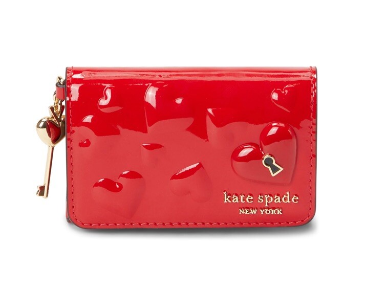 NWT KATE SPADE Key To My Heart Embossed Patent Leather Flap Card