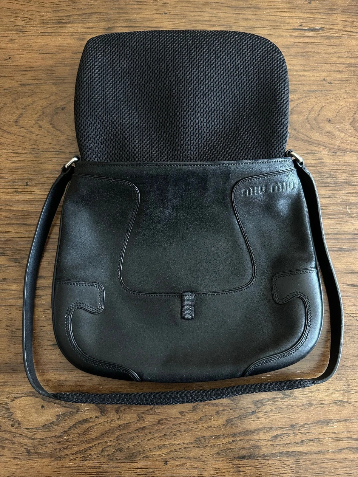 Borsa vintage Miu Miu borsetta pelle nera anni 90 rara puzzle tracolla rete