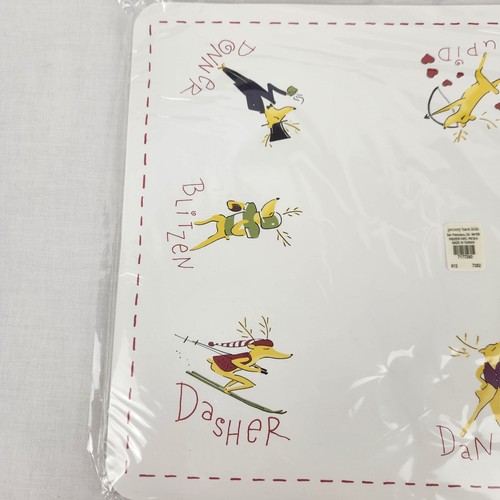 Pottery Barn Kids Santas Reindeer Rudolph Vinyl Christmas Placemats Set Of 4 NWT - Picture 7 of 8