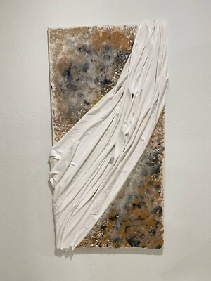 Painting, Canvas 48x24 Fabric, plaster paste, epoxy  The white road of life 