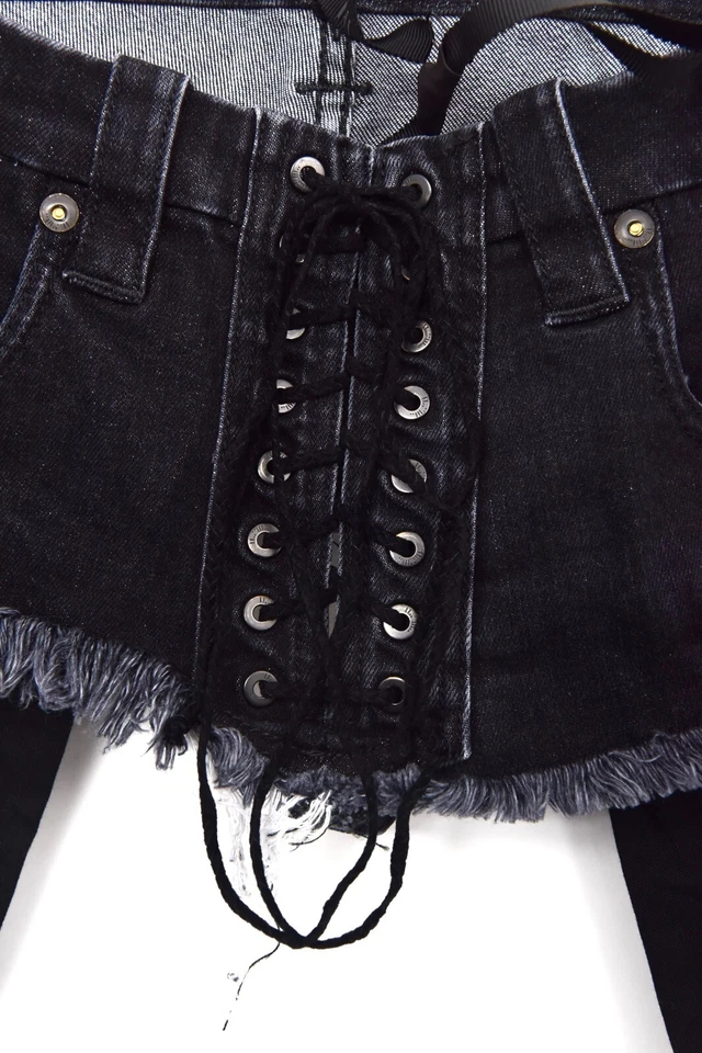 Nuevo $600 Ben Taverniti UNRAVEL PROJECT Negro Lavado a Piedra Cordones Cinturón Corsé OS  Foto 2 de 4