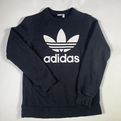 Adidas Trefoil Crew Sweatshirt Youth XL Black Pullover Sweatshirt