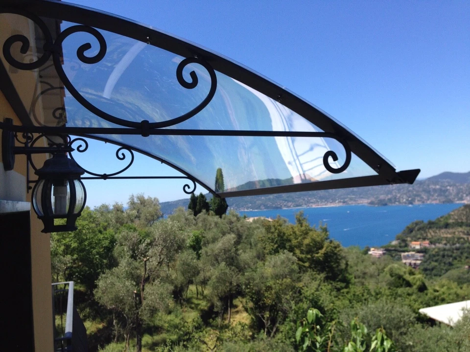 Auvent de fer porte DIY entrée Abri cobertura marquise polycarbonato RICCIO TOP - Photo 2/4