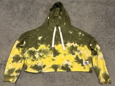 Calvin Klein Jeans Cropped Hoodie Tie Dye Womens Large Yellow Pullover Active