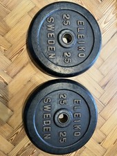 Rare!! Vintage Eleiko 2x25kg Olympic Powerlift Bumper Plates. Great example! 