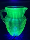 Anchor Hocking "Princess Green" 60 oz. Pitcher - Depression Glass - URANIUM 8”