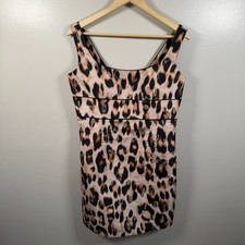 Valentino Red Leopard Mini Dress Size 46 US 10 Taffeta Bow Square Neck Party