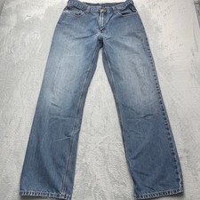 Carhartt Straight Leg Jeans Mens 36x34 Blue Denim Cotton Relaxed Fit Distressed