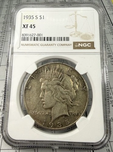 1935 S Peace Dollar $1 NGC XF 45 Final Year of Issue- San Francisco Minted