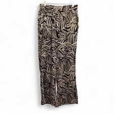 NWT $79 Nine West Black Palm Leaf Wide Leg Pants Size M
