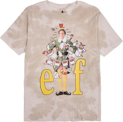 NEW Elf Buddy Wrapped in Christmas Lights Adult Unisex Cloud Wash T-Shirt PK SZ