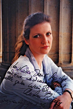 Andrea Bönig, dedykacja i autograf na prawdziwej kolorowej mapie fotograficznej z 1996 roku