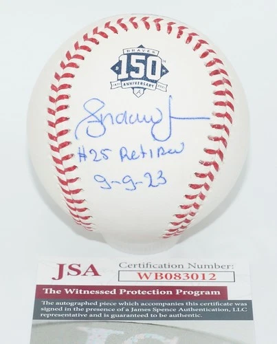 ANDRUW JONES "#25 Retired 9-9-23" Signed BRAVES 150 BASEBALL + JSA COA #W3012