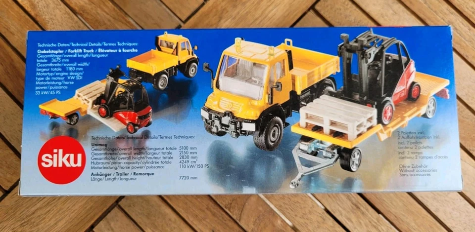 SIKU Unimog mit Gabelstapler 1:55 Metall- NEU in OVP *Rarität* - Bild 4 von 4