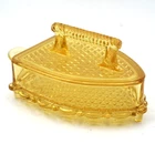 Yellow Depression Glass Iron Shaped Dish Candy Serving w/ Lid