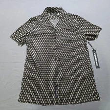 Karl Lagerfeld Paris Camp Shirt small Geometric Print Classic Fit Button Down