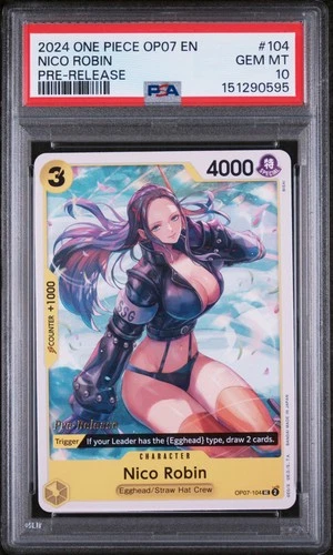2024 ONE PIECE OP07-500 YEARS IN THE FUTURE PRE-RELEASE #104 NICO ROBIN PSA 10