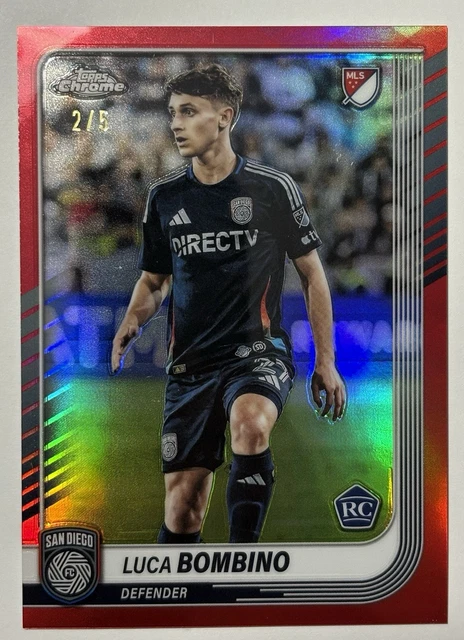2025 Topps Chrome MLS RC True Red Refractor 2/5 Luca Bombino San Diego FC SSP