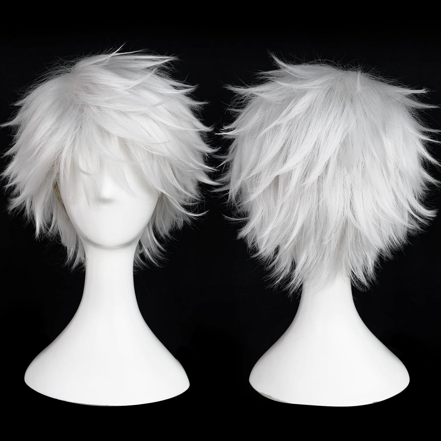 Peluca blanca corta BESTBEL para hombre cosplay pelucas plata clara anime