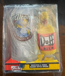 Simpsons Beer Stein and Duff Beer Bottle Opener New and Factory Sealed