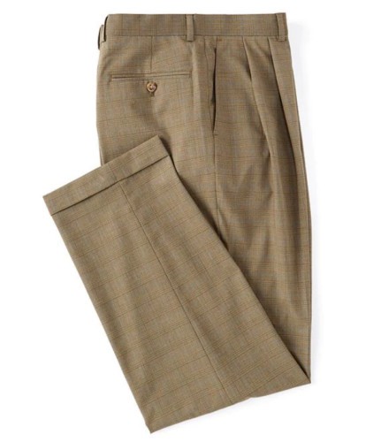 Ralph Lauren Mens Pleated Relaxed Fit Plaid Dress Pants in Tan Size 34W X 30L 10590₽