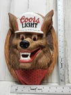 Vintage 1987 COORS Light Beer Wolf 3-D Face Bar Pub Sign Man Cave Decor