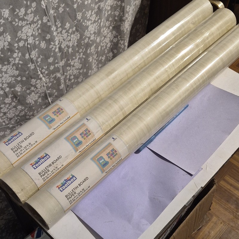 3 Rolls New Teacher's Toolbox Bulletin Board Paper Woodgrain Beige 24in x 24ft
