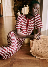 Sezane Emmanuelle Dress in twine/cherry size XS