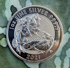 2021 Uk Royal Mint Valiant .999 1oz Silver Coin.