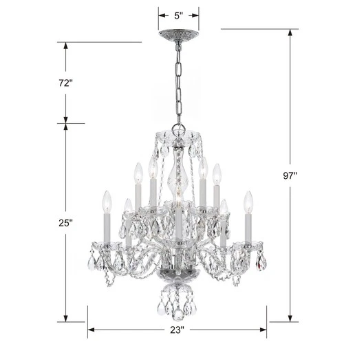 Crystorama Traditional Crystal 23" Polished Chrome 10-Light Chandelier - Picture 4 of 4