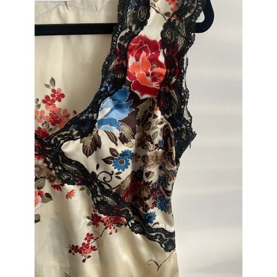 Charlotte Russe Floral Lace Trim Slip Dress Midi Satin V Neck Women's | eBay