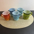 Anchor Hocking Fire King 5 pc Mugs Diamond Quilt Vintage Milk Glass Assorted