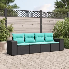 Patio Sofa Set Black, Blue