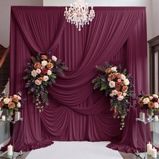 2 Panels 10x15ft Burgundy Backdrop Curtain Wedding Parties Wrinkle Free Drapes