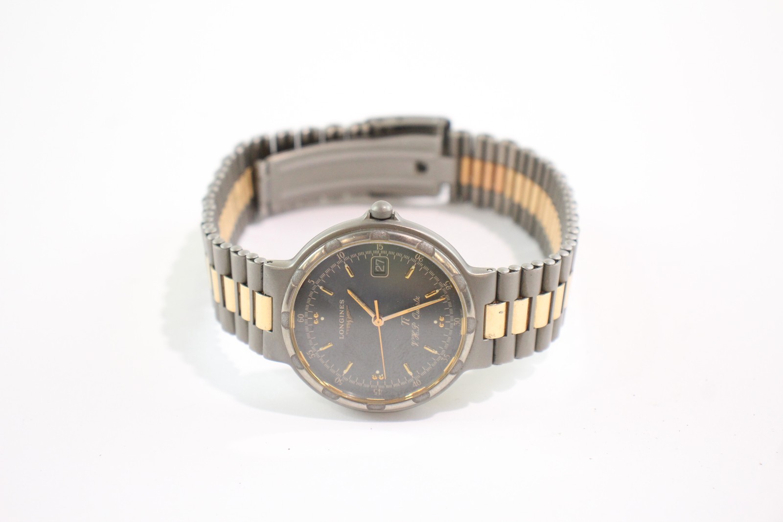 Quartz VHP Watch WORKING Longines Two Titanium Conquest Vintage Tone - vintagewatches.pk