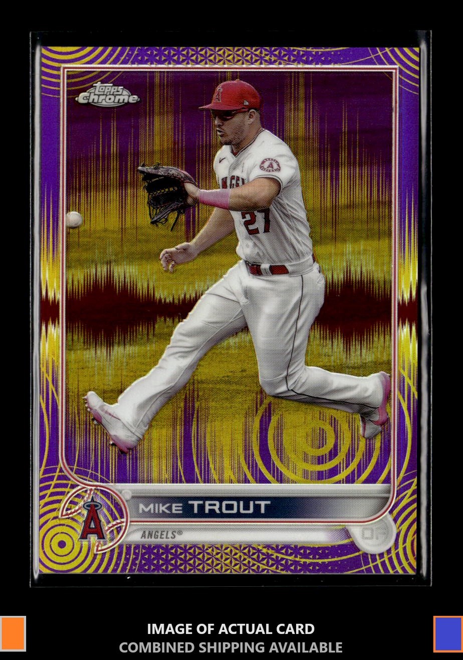 2022 Topps Chrome #200 Mike Trout Purple/Yellow Sonic Refractor #/299 Angels