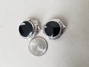 Boutons De Manchette Vintage Années 1960 - Moss Agate Et Or Jaune Filled - Marque Destino NY