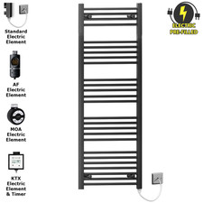 Image of Electric 550 mm Wide Pre-Filled Heated Towel Rail Radiator Matt Black Bathroom