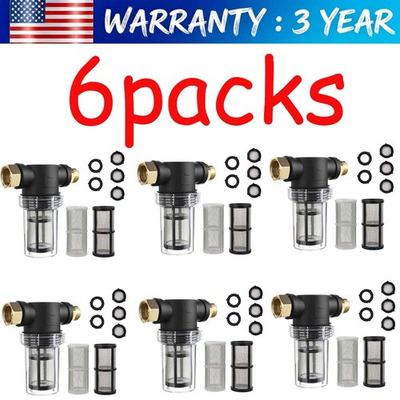 #ad 6Sets Garden Hose Inlet Filter Inline Water Pressure Washer Washing Machine $56.59