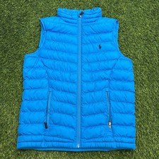 Polo Ralph Lauren Boys Puffer Vest Blue Size M 10-12 Full Zip Pockets