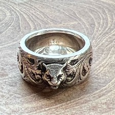 NWT Gucci Sterling Silver Feline Head Lion In...