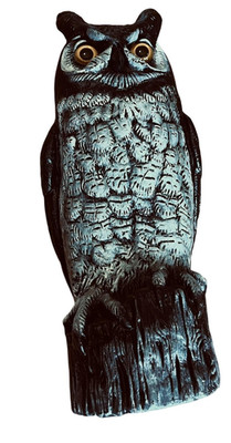 Gray Owl Bird Deterrent Decoy Plastic Outdoor Garden Blow Mold Big Eyes 16''