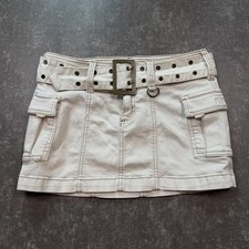 Urban Outfitters UO Joan Belted Micro Mini Skirt Womens M Beige Stretch Grunge