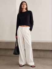 ATM Anthony Thomas Melillo Black Cropped Long Sleeve Top Small Crew Neck Capsule