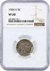 1926 S 5C Buffalo Nickel NGC VF20 Very Fine Circulated Key Date Coin