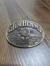 Vtg Jim Beam Belt Buckle 1996 Bourbon Whiskey Big Oval Brasstone Ranch Wear 3.25