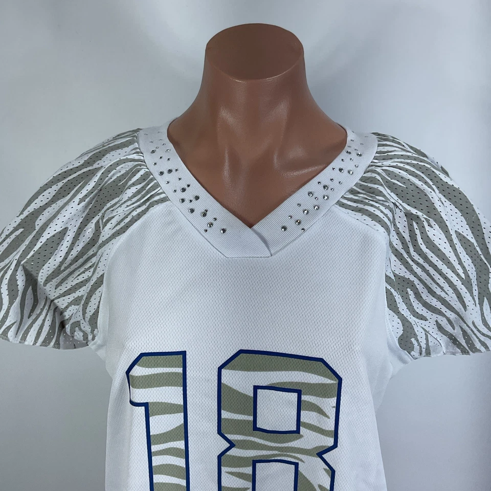 NFL Indianapolis Colts Reebok Mujer Peyton Manning #18 Lentejuelas Jersey Cebra Foto 4 de 4
