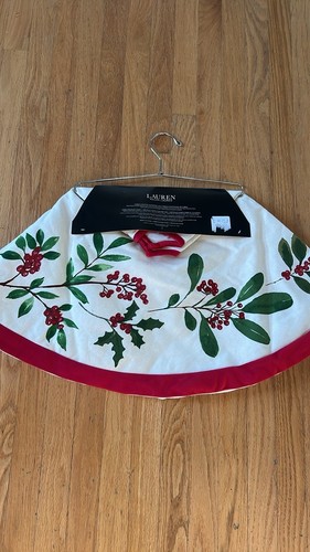 Neu Ralph Lauren Weihnachtsbaum Rock 48" rund rot Stechpalme beere neu mit Etikett $ 65 - Bild 4 von 4