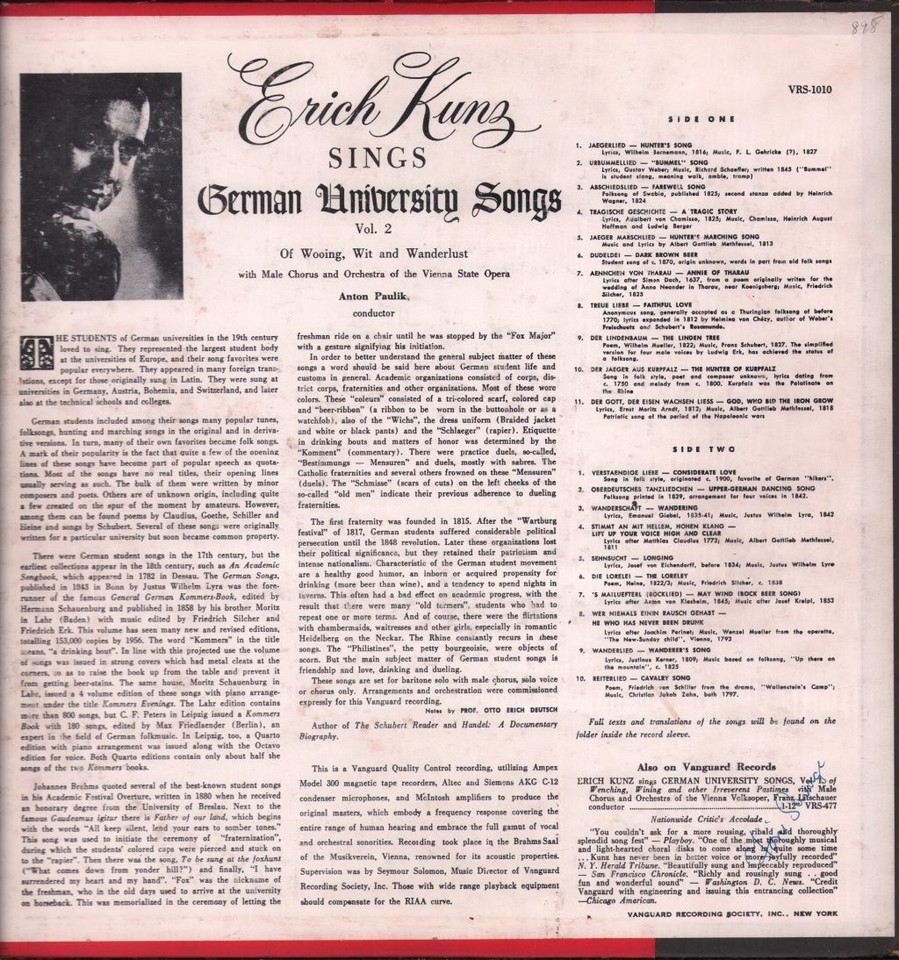 Wooing Erich Kunz Erich Kunz Sings German University Songs of Wooing, Wit and ...